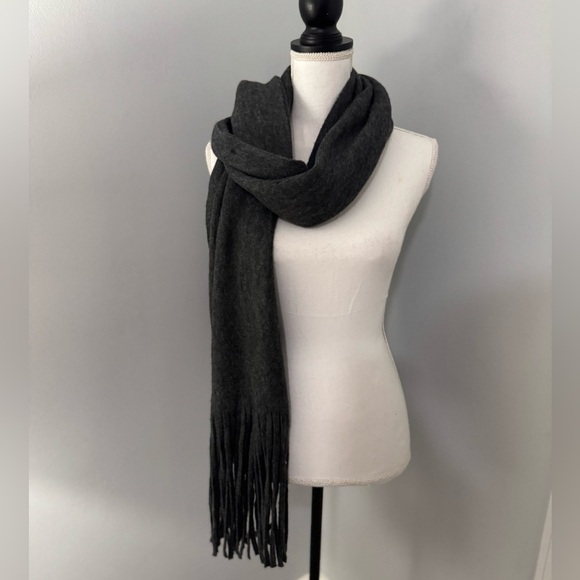 NWT Lucky Brand Scarf Gray with long fringe - Picture 3 of 10